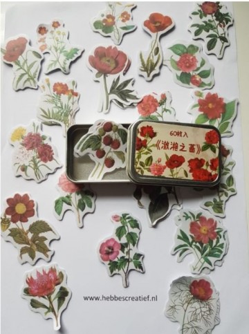 Blikje bloemen rood roze