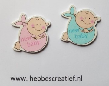 Houten baby new born blauw en roze