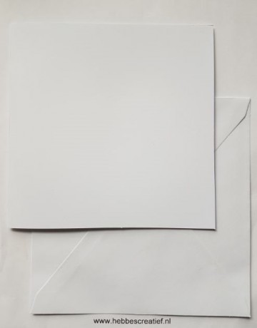 Kaart dubbele kaart wit 15 x 15 cm envelop 16 x 16