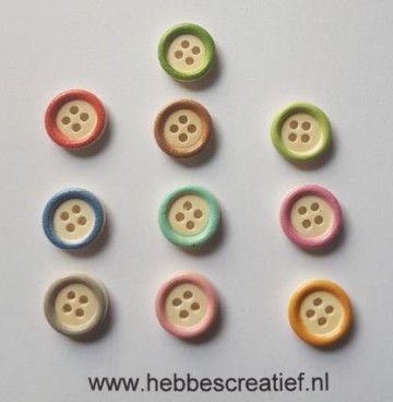 Knoopjes met gekleurde rand 15 mm