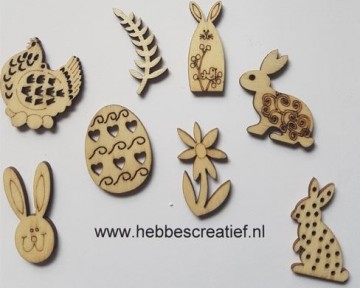 Paasfiguren van hout 8 stuks 080