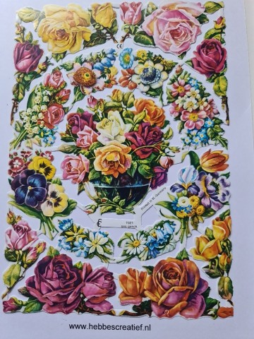 Poezieplaatjes  grote rozenpot bloembogen 7021