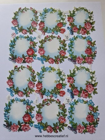 Poezieplaatjes 12 bloemenkransen 7119