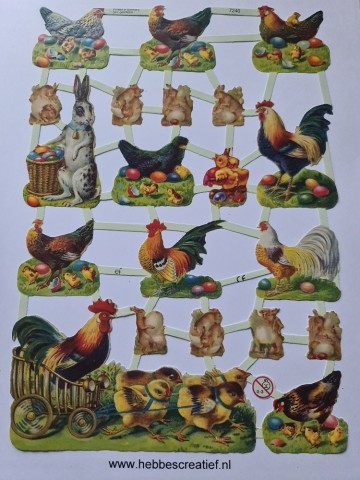 Poezieplaatjes 7240 kippen hanen pasen