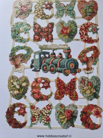 Poezieplaatjes locomotief en bloemen 7224