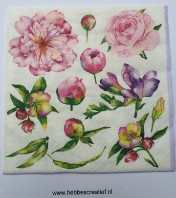 Servet pioenroos roos fresia