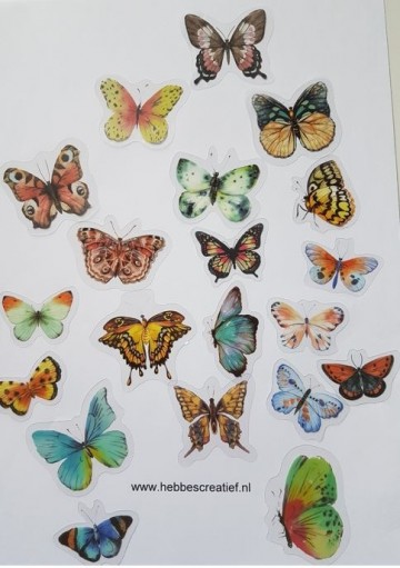 Sticker vlinders bont gekleurd 40 stuks