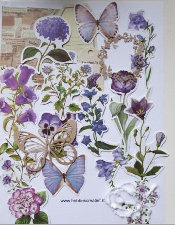 Stickers bloem en vlinder  papierproject paars