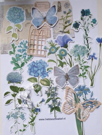 Stickers bloem en vlinder papierproject blauw