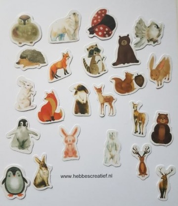 Stickers dieren in geel ruitpakje