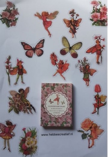Stickers elf bloem vlinder oranje roze 4