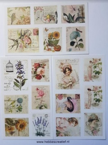 Stickers in postzegelvorm 3 vel