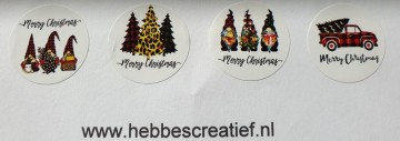 Stickers kerst 4 kleine ronde stickers