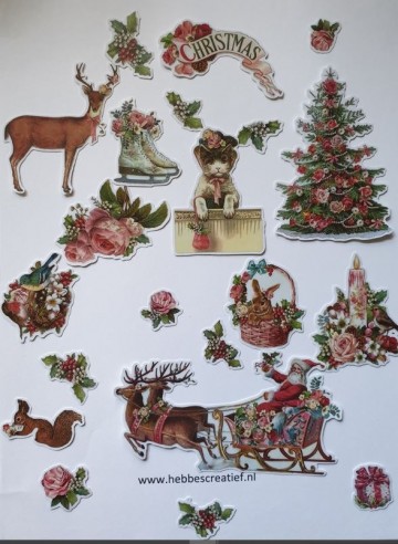 Stickers kerst vintage romantisch 22 stuks