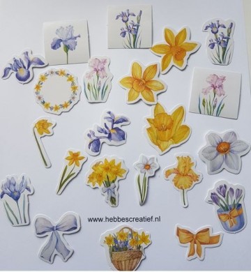 Stickers lente blauw geel roze