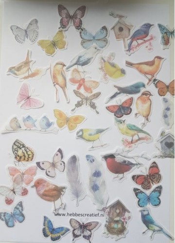 Stickers vogels en vlinders  40 verschillende stickers