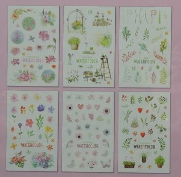 Stickers watercolour 6 vel