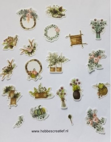 Stickertjes 40 stuks thema bloemen plant pastelserie