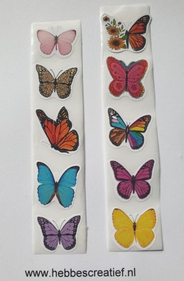 Vlinders kleine stickers per 10