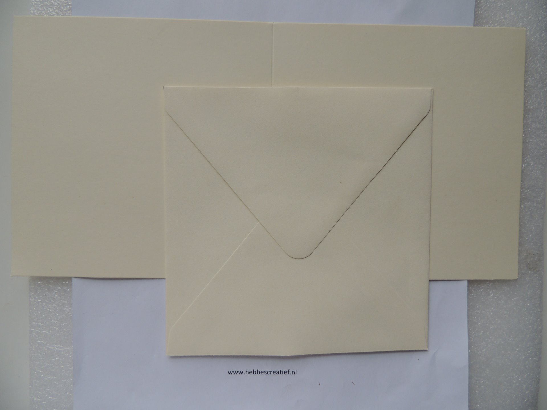 Vakantie Clam Experiment vierkante, dubbele,blanco, creme-kleurige kaart met envelop, per stuk. -  Hebbes! creatieve materialen